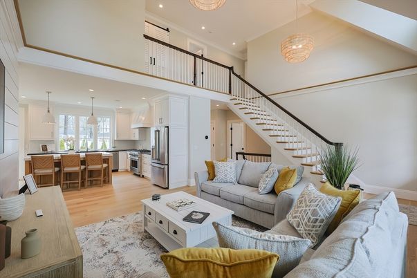 Interior, Kitchen, Living room, Pendant Lights, Recessed Lighting, Stainless Steel Appliances, Wood Texture Flooring