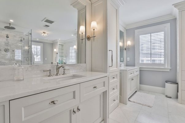 Bathroom, Dual Sink Vanities, Glass Shower, Interior, Recessed Lighting