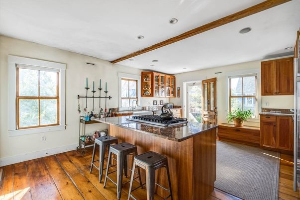 Interior, Kitchen, Recessed Lighting, Wooden Beams, Wood Texture Flooring