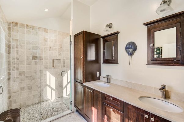 Bathroom, Dual Sink Vanities, Glass Shower, Interior, Recessed Lighting