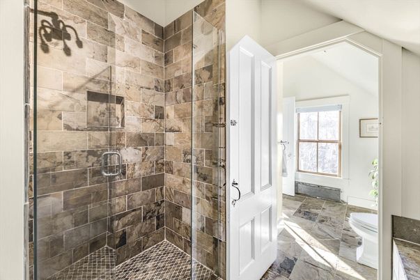 Bathroom, Glass Shower, Interior, Stone Walls