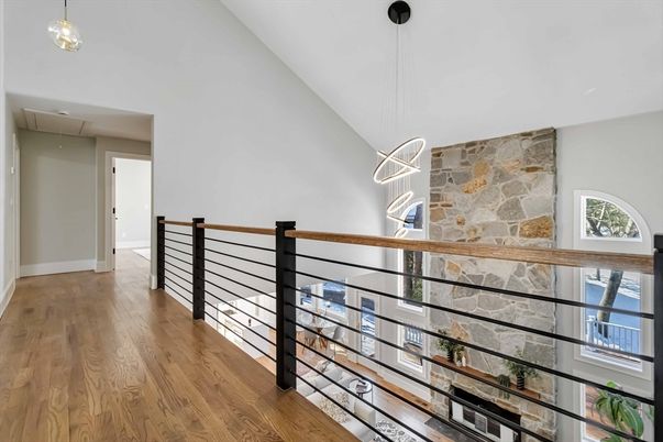 Interior, Pendant Lights, Stone Walls, Wood Texture Flooring