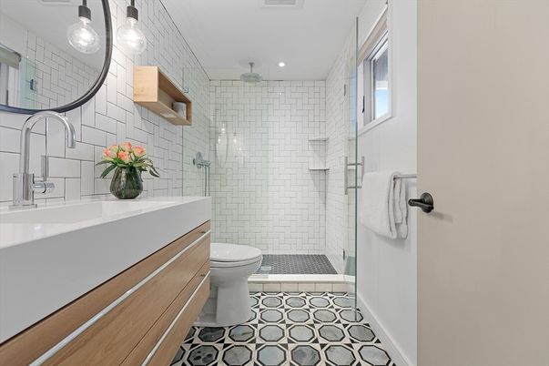 Bathroom, Glass Shower, Interior, Recessed Lighting