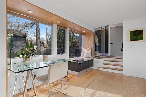 Home Office, Interior, Recessed Lighting, Wood Texture Flooring
