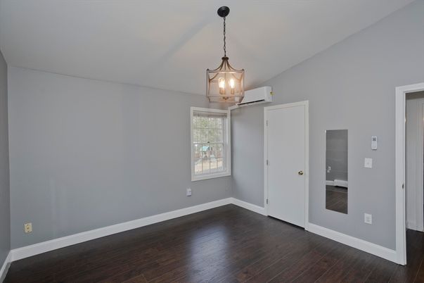 Empty room, Interior, Pendant Lights, Wood Texture Flooring