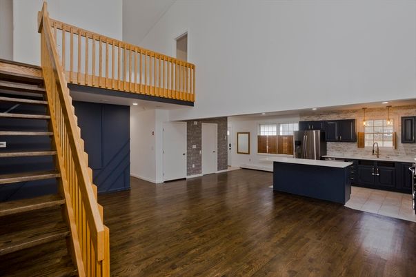 Interior, Kitchen, Pendant Lights, Stainless Steel Appliances, Wood Texture Flooring