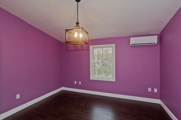 Empty room, Interior, Pendant Lights, Wood Texture Flooring