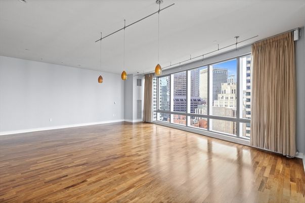 Empty room, Interior, Pendant Lights, Wood Texture Flooring