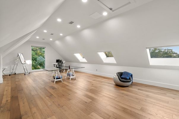 Home Office, Interior, Recessed Lighting, Wood Texture Flooring