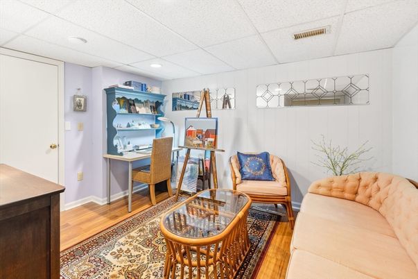 Home Office, Interior, Recessed Lighting, Wood Texture Flooring