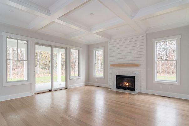 Empty room, Fireplace, Interior, Wood Texture Flooring