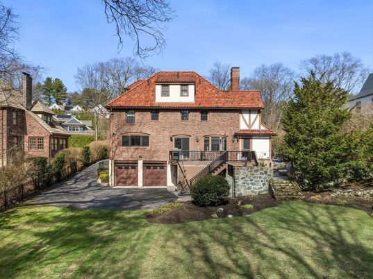 Attached, Backyard, Exterior, Facade, Brick Facade, French Provincial