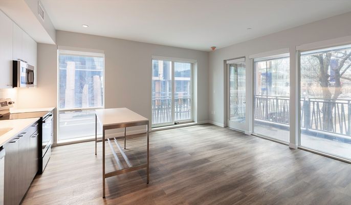 Interior, Kitchen, Recessed Lighting, Wood Texture Flooring