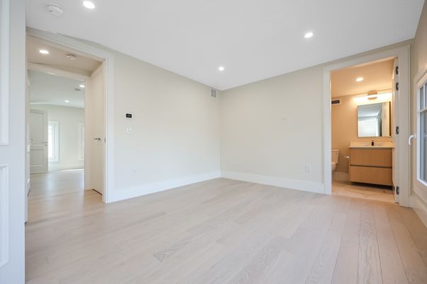 Bathroom, Empty room, Interior, Recessed Lighting, Wood Texture Flooring