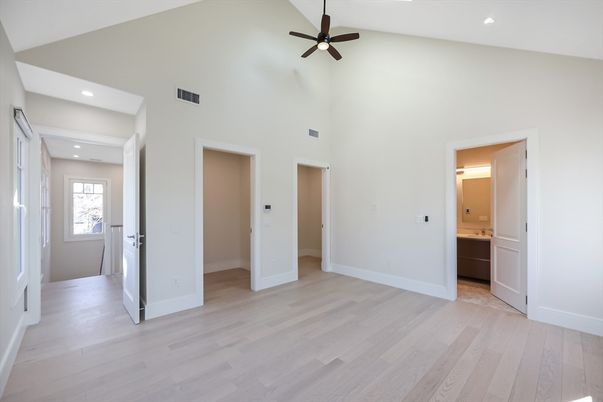 Bathroom, Empty room, Interior, Recessed Lighting, Wood Texture Flooring