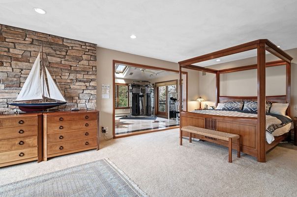 Bedroom, Interior, Recessed Lighting, Stone Walls