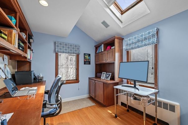 Home Office, Interior, Recessed Lighting, Wood Texture Flooring