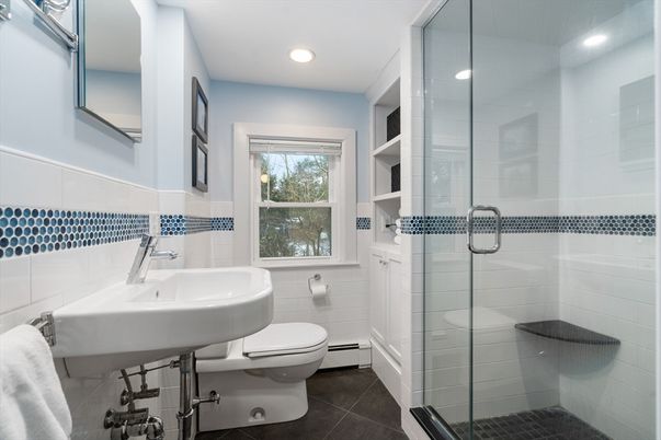 Bathroom, Glass Shower, Interior, Recessed Lighting