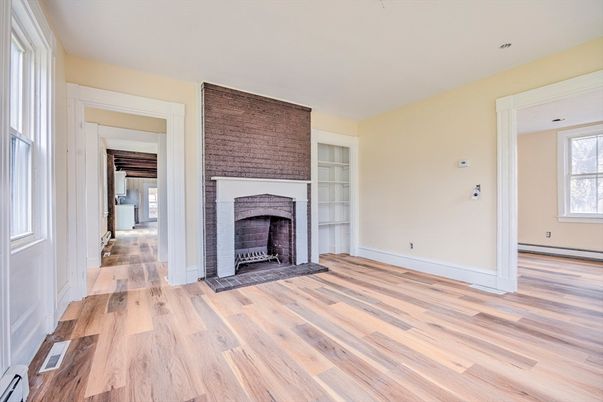 Empty room, Fireplace, Interior, Wood Texture Flooring