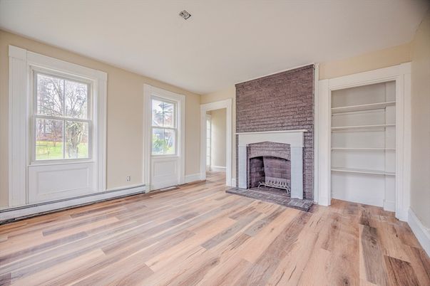 Empty room, Fireplace, Interior, Wood Texture Flooring