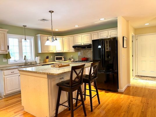 Interior, Kitchen, Pendant Lights, Recessed Lighting, Wood Texture Flooring