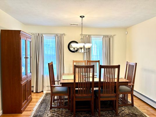 Chandelier, Dining room, Interior, Pendant Lights, Wood Texture Flooring