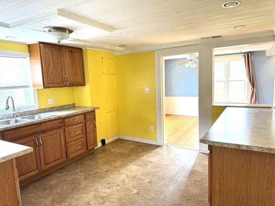 Interior, Kitchen, Recessed Lighting, Wood Texture Flooring