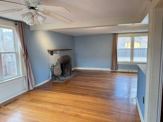 Empty room, Fireplace, Interior, Wood Texture Flooring
