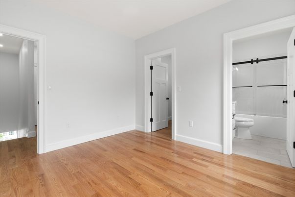 Bathroom, Empty room, Interior, Recessed Lighting, Wood Texture Flooring