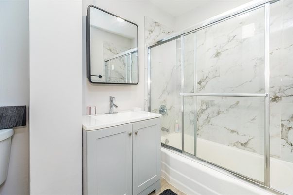 Bathroom, Glass Shower, Interior, Marble Walls