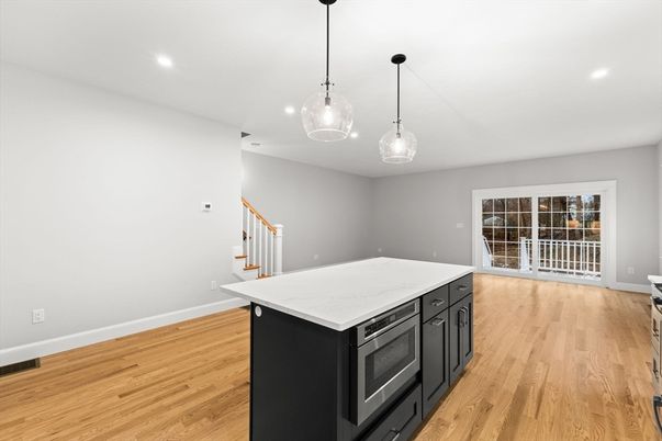 Interior, Kitchen, Pendant Lights, Recessed Lighting, Wood Texture Flooring