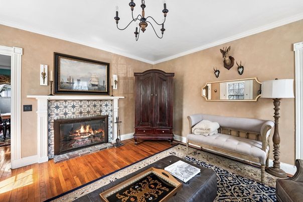 Chandelier, Fireplace, Interior, Wood Texture Flooring