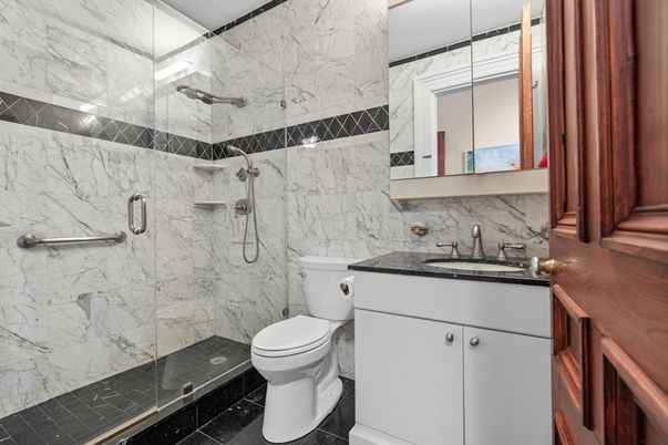 Bathroom, Glass Shower, Interior, Marble Walls