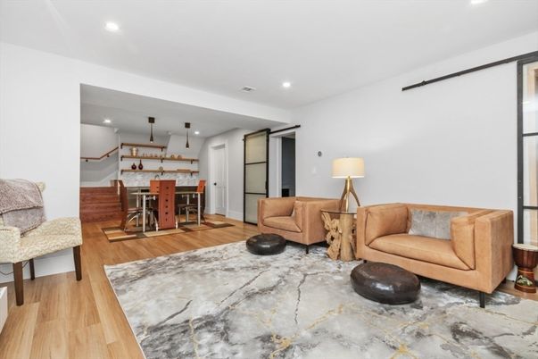 Dining room, Interior, Kitchen, Living room, Pendant Lights, Recessed Lighting, Wood Texture Flooring