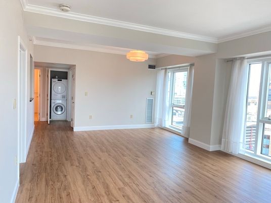 Empty room, Interior, Utility Closets, Washer, Wood Texture Flooring