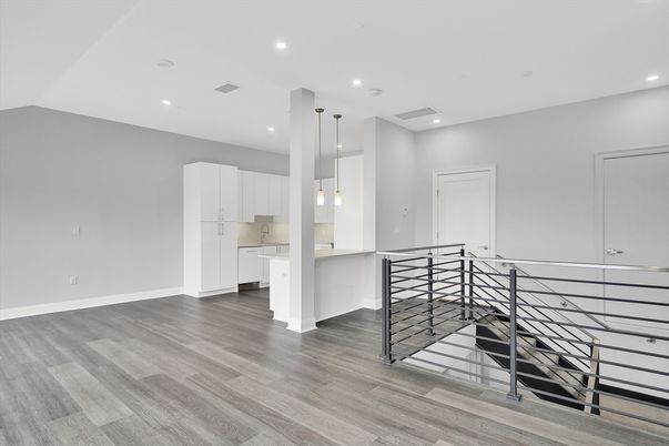 Interior, Kitchen, Pendant Lights, Recessed Lighting, Wood Texture Flooring