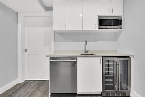 Interior, Kitchen, Stainless Steel Appliances, Wood Texture Flooring