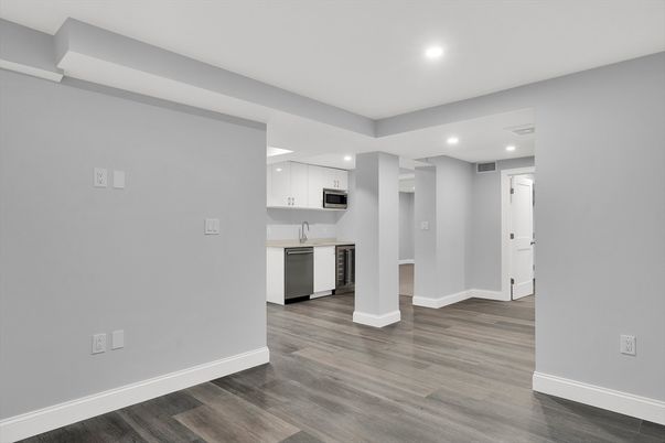 Interior, Kitchen, Recessed Lighting, Wood Texture Flooring