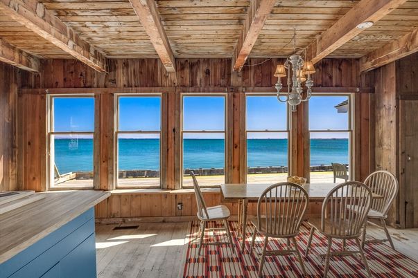 Dining room, Interior, Water, Wooden Beams, Wooden Ceilings, Wood Texture Flooring, Wooden Walls