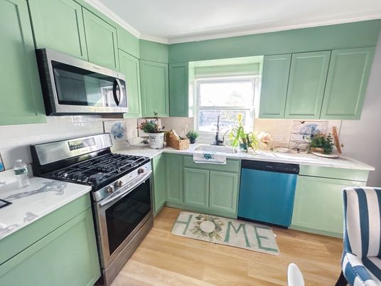 Interior, Kitchen, Stainless Steel Appliances, Wood Texture Flooring