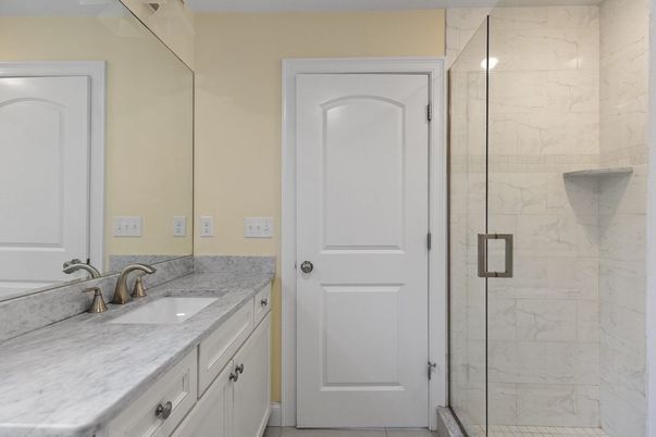 Bathroom, Glass Shower, Interior, Marble Walls