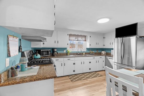 Interior, Kitchen, Stainless Steel Appliances, Wood Texture Flooring