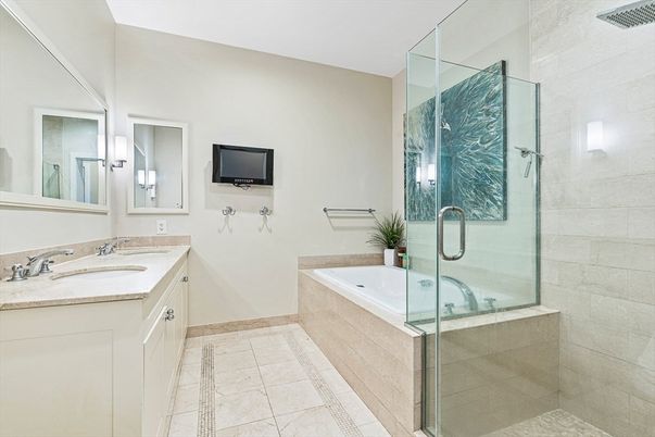 Bathroom, Dual Sink Vanities, Glass Shower, Interior