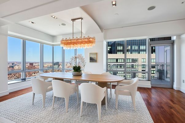 Chandelier, Dining room, Interior, Recessed Lighting, Wood Texture Flooring