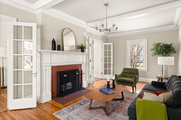 Chandelier, Fireplace, Interior, Living room, Wood Texture Flooring