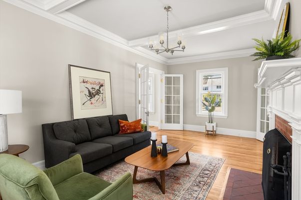 Chandelier, Fireplace, Interior, Living room, Wood Texture Flooring