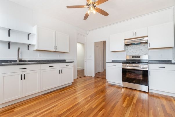 Interior, Kitchen, Stainless Steel Appliances, Wood Texture Flooring