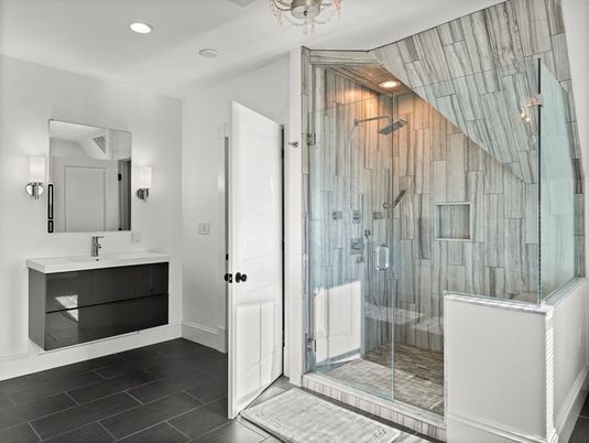 Bathroom, Glass Shower, Interior, Recessed Lighting