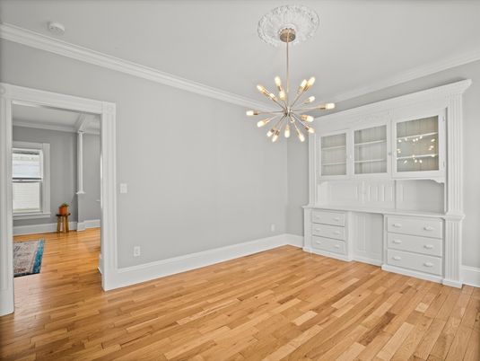 Empty room, Interior, Pendant Lights, Wood Texture Flooring