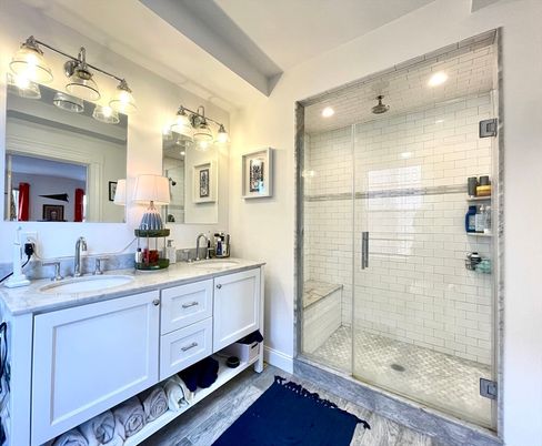 Bathroom, Dual Sink Vanities, Glass Shower, Interior, Recessed Lighting